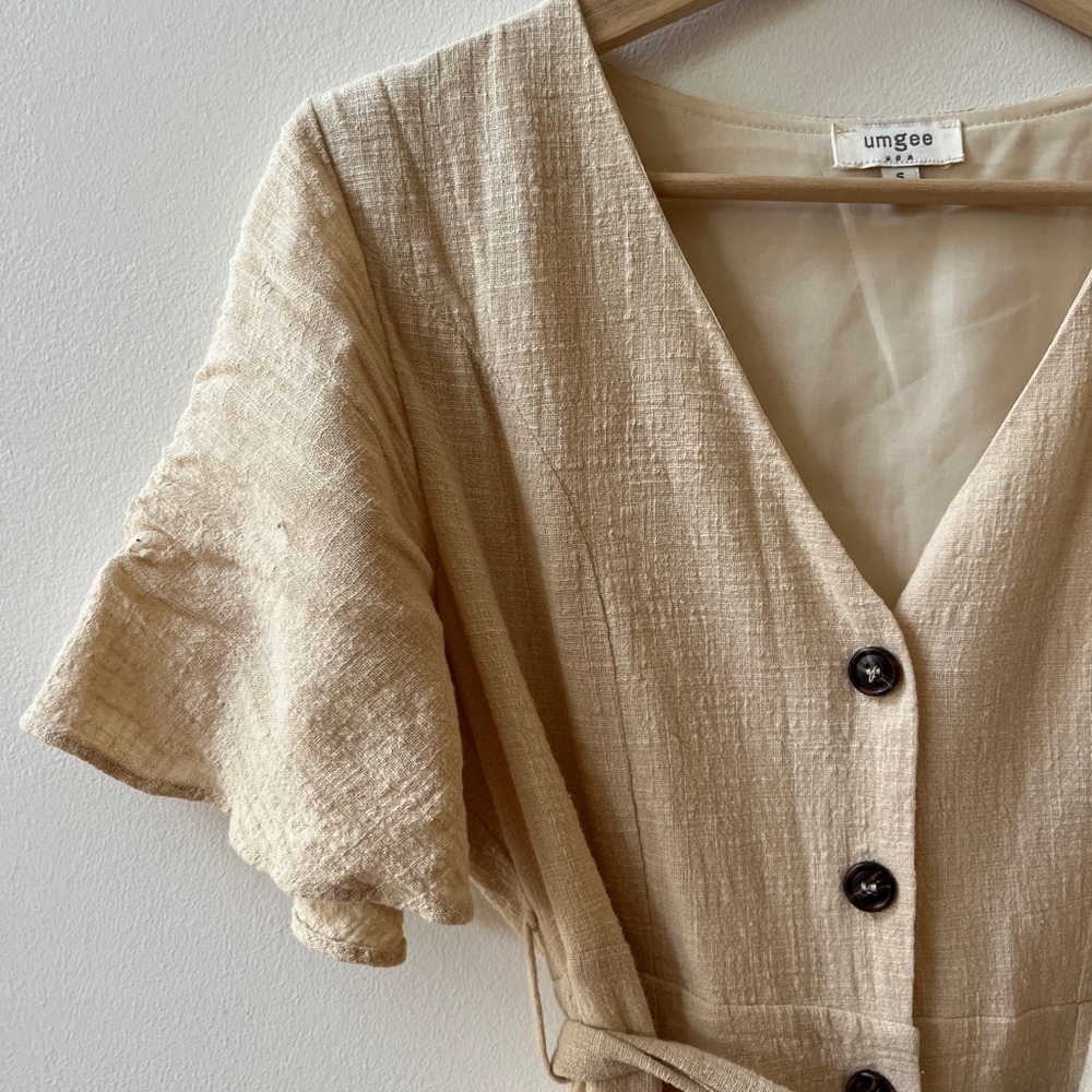 Cream midi dress with buttons